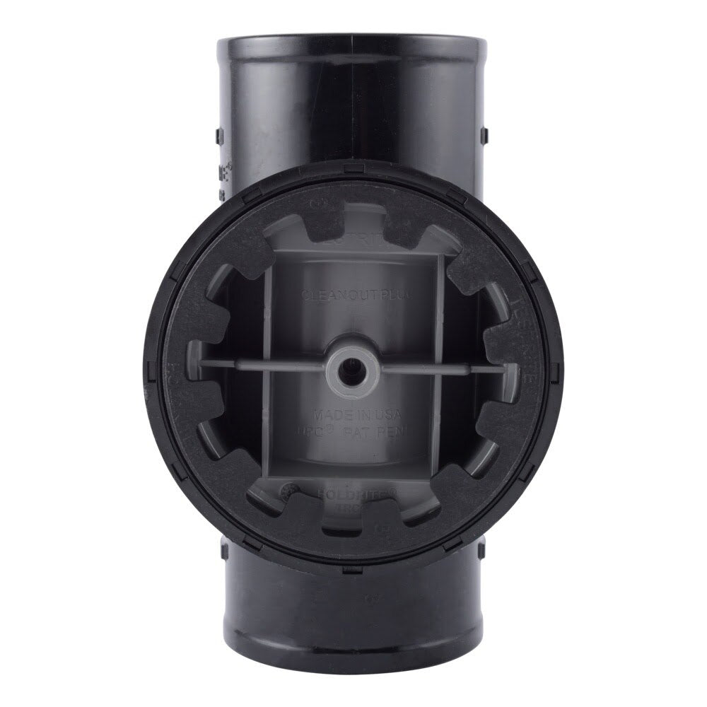 HoldRite TRPVCNH3A 3 in No Hub DWV Test Cleanout Tee with Plug and Spanner Ring - 3