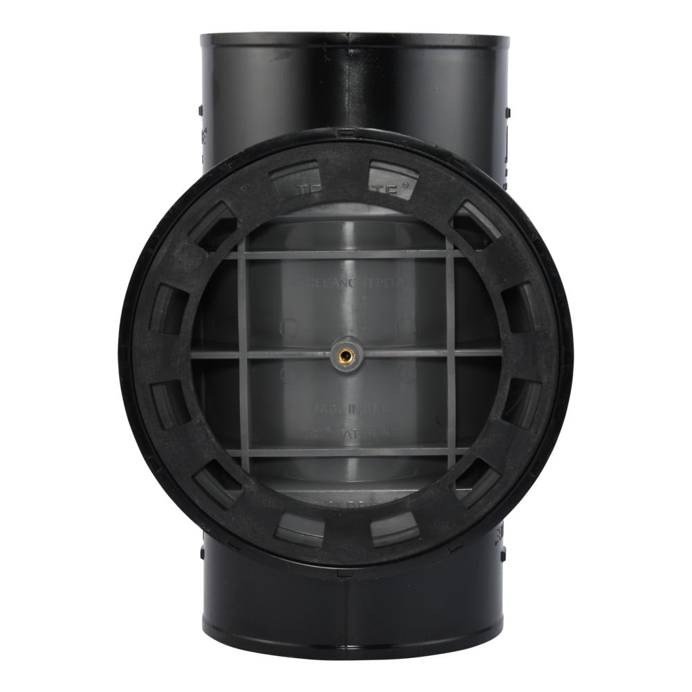 HoldRite TRPVCNH6A-B 6 in. PVC No-Hub DWV Test Cleanout Tee with Brass Insert Plug - 2