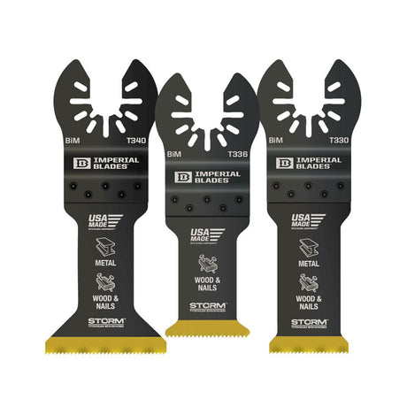 Imperial Blades IBOATV-3 One Fit Storm Titanium Metal/Wood Variety Pack, 3 Pcs