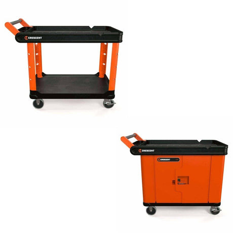 Crescent IUC2SCBM 2 Shelf Utility Cart W/ IUC2DLCRM Double Door Security Panel