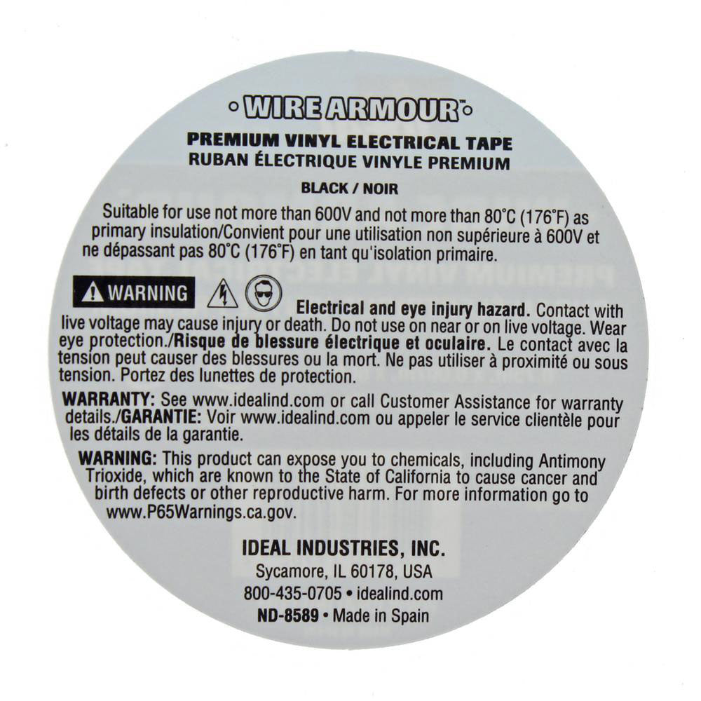 IDEAL Industries 46-33 Wire Armour 3/4" x 66' Professional Vinyl Electrical Tape - 3