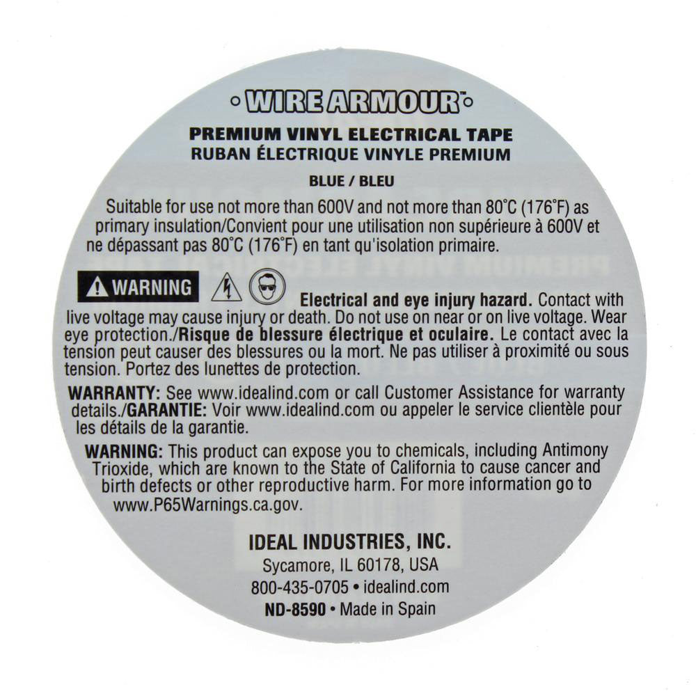 IDEAL Industries 46-35-BLU Wire Armour Color Coding Electrical Tape, 7 Mil, Blue - 3