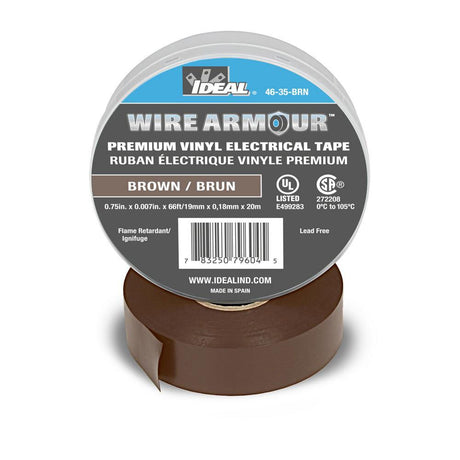 IDEAL Industries 46-35-BRN Wire Armour Color Coding Electrical Tape, 7 Mil, Brown