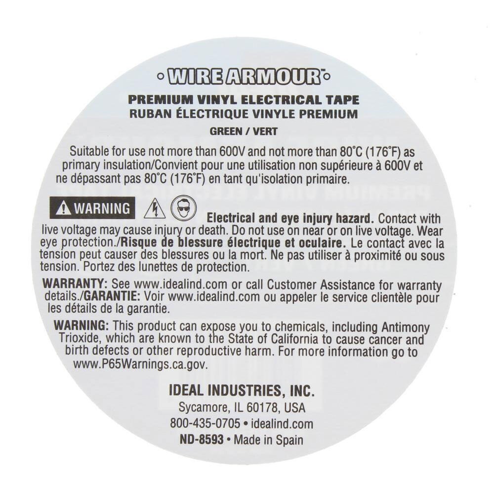 IDEAL Industries 46-35-GRN Wire Armour Color Coding Electrical Tape, 7 Mil, Green - 3