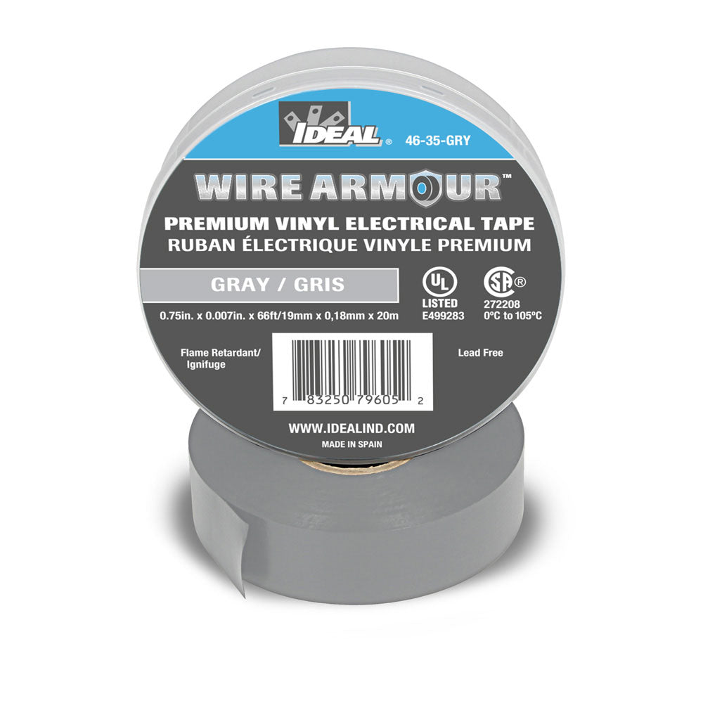 IDEAL Industries 46-35-GRY Wire Armour Color Coding Electrical Tape, 7 Mil, Gray