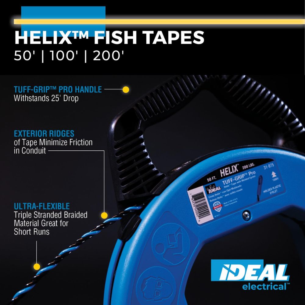 Ideal 31-076 Fish Tape, 100' Helix, Molded Tip - 2