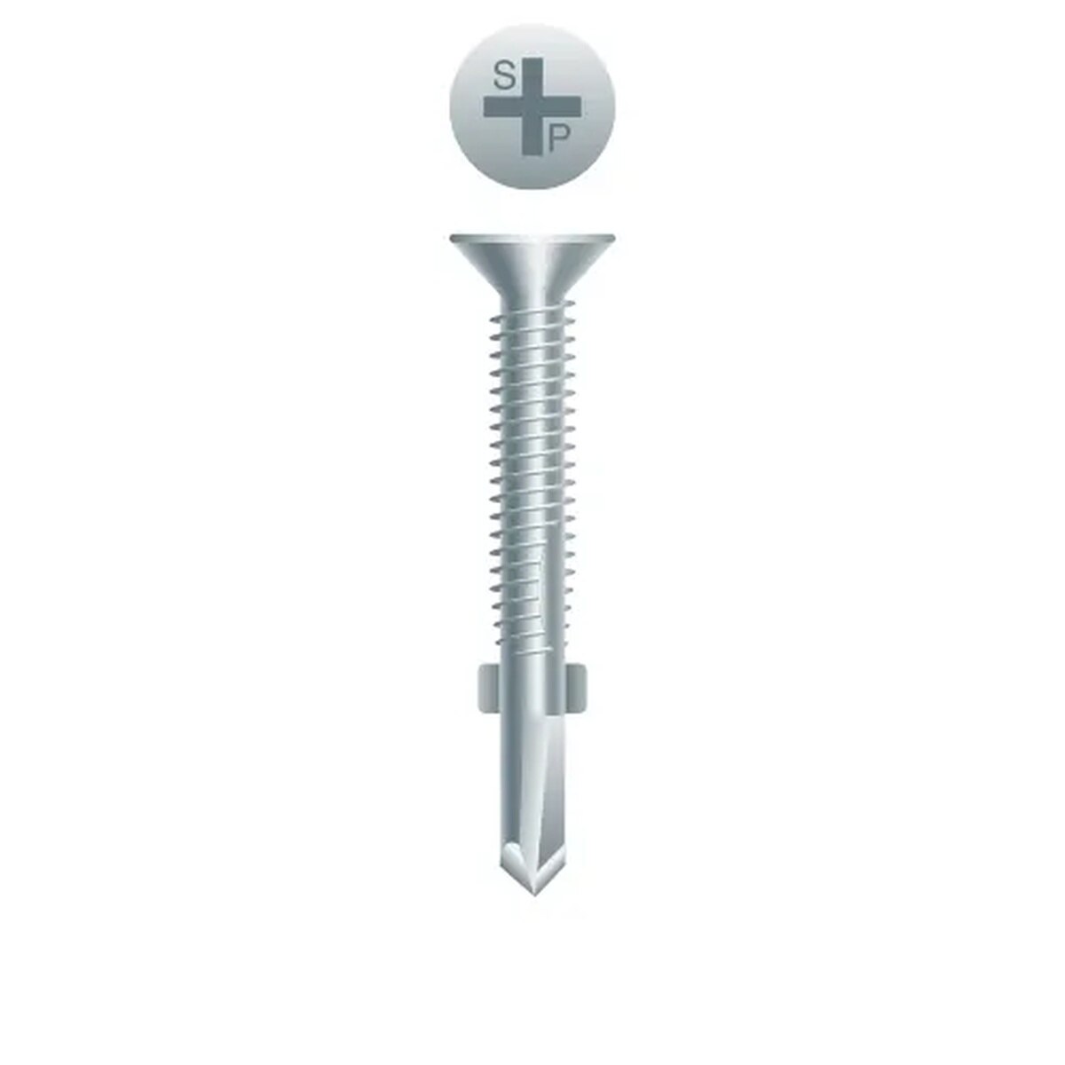Intercorp Strong-Point Fasteners R212 12-24 x 2-1/2 Phillips Flat Head Reamer with Wings Zinc-Plated Self-Drilling Screw for Wood to Metal (1.5M Per Box)