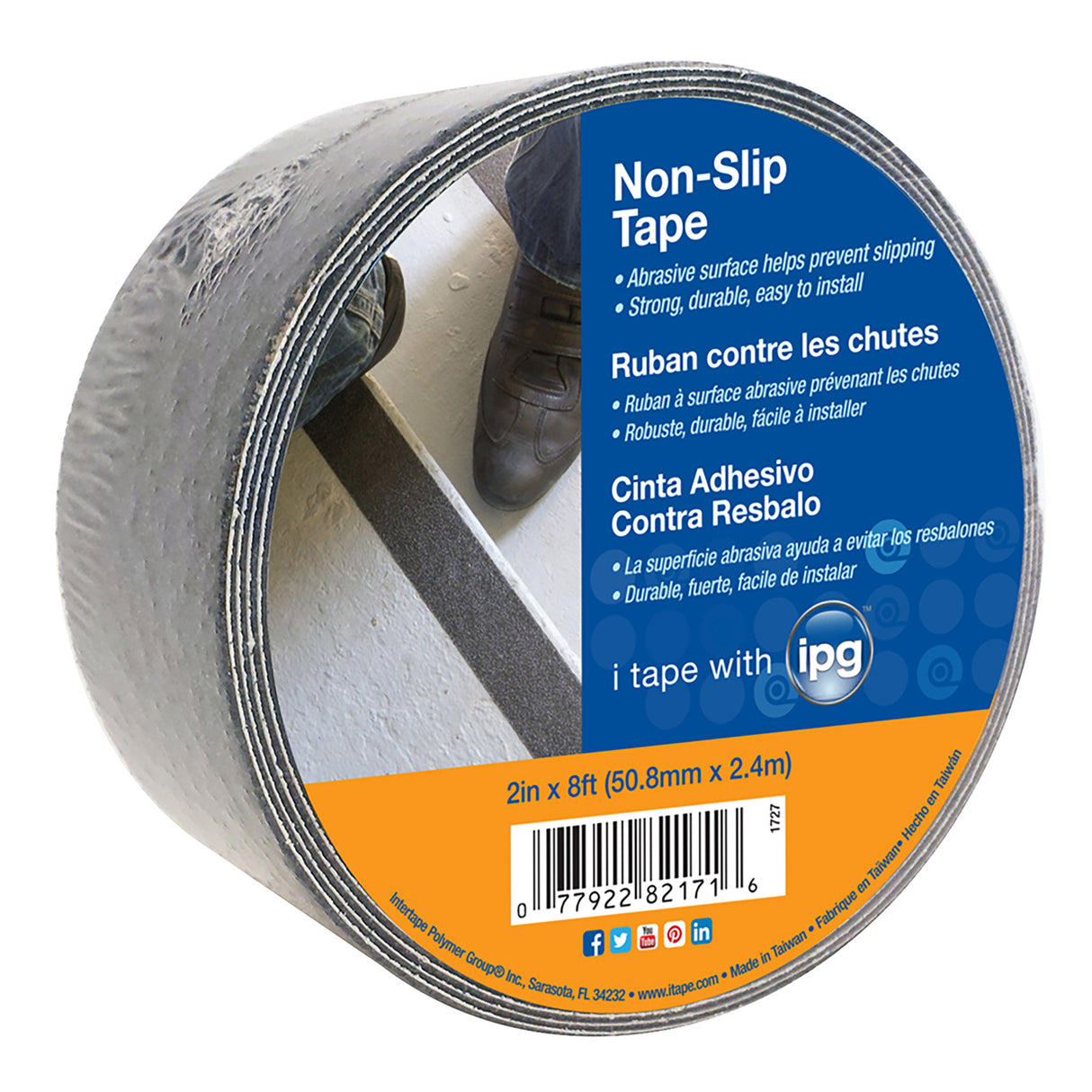 Intertape 1727 NON SLIP PVC with Grit Aluminum Oxide with Acrylic Adhesive - Black 2" X 8' IPG-IPG 12