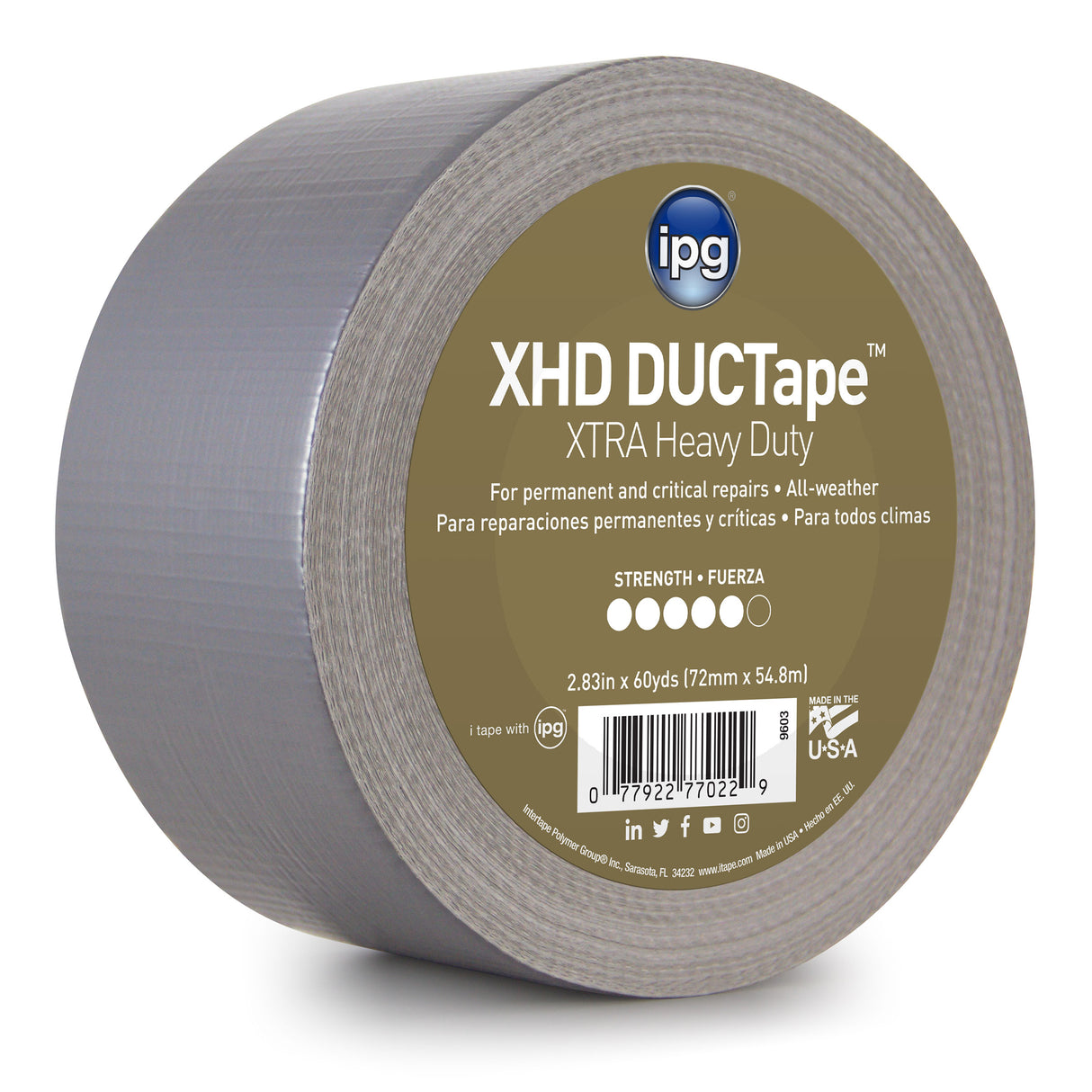 Intertape 85636 AC29 10 Mil Utility Duct Tape - Silver 72MM X 54.8M IPG-IPG 16