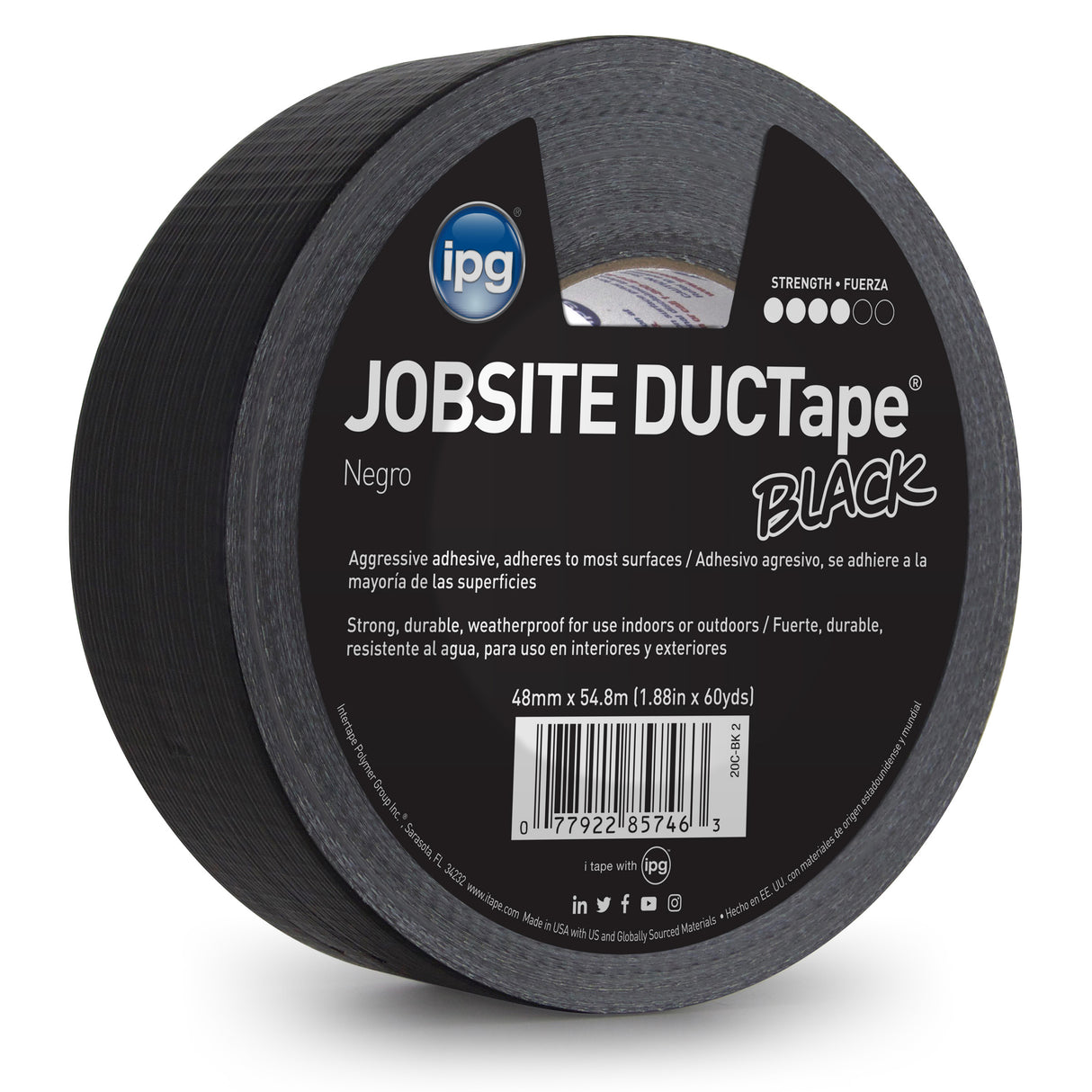 Intertape 91407 AC20 9 Mil Utility Duct Tape - Black 48MM X 54.8M IPG-IPG 24 - 2