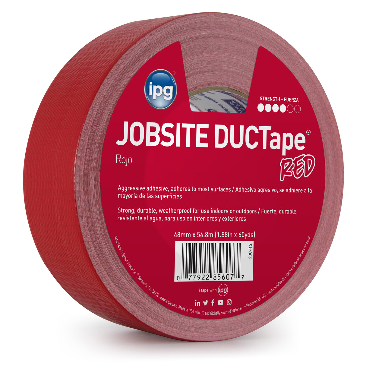 Intertape 91408 AC20 Colors 9 Mil Utility Duct Tape - Red 48MM X 54.8M IPG-IPG 24