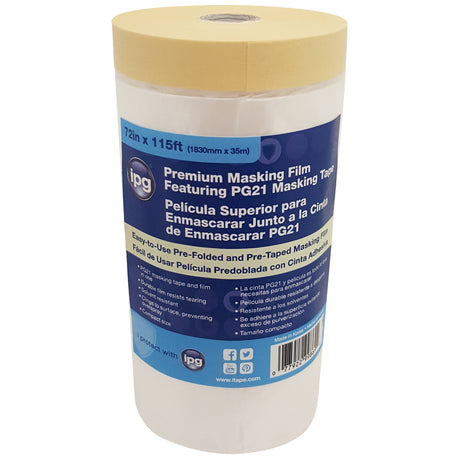 Intertape 99869 PTHMF Pre-taped masking film w/PG21 - Clear 72" X 115' PLAN-PLN 20