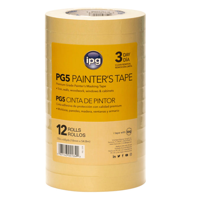 Intertape PG5...127R PG5 Medium Grade Paper Masking Tape - Natural 18MM X 54.8M IPG-PLAN 48