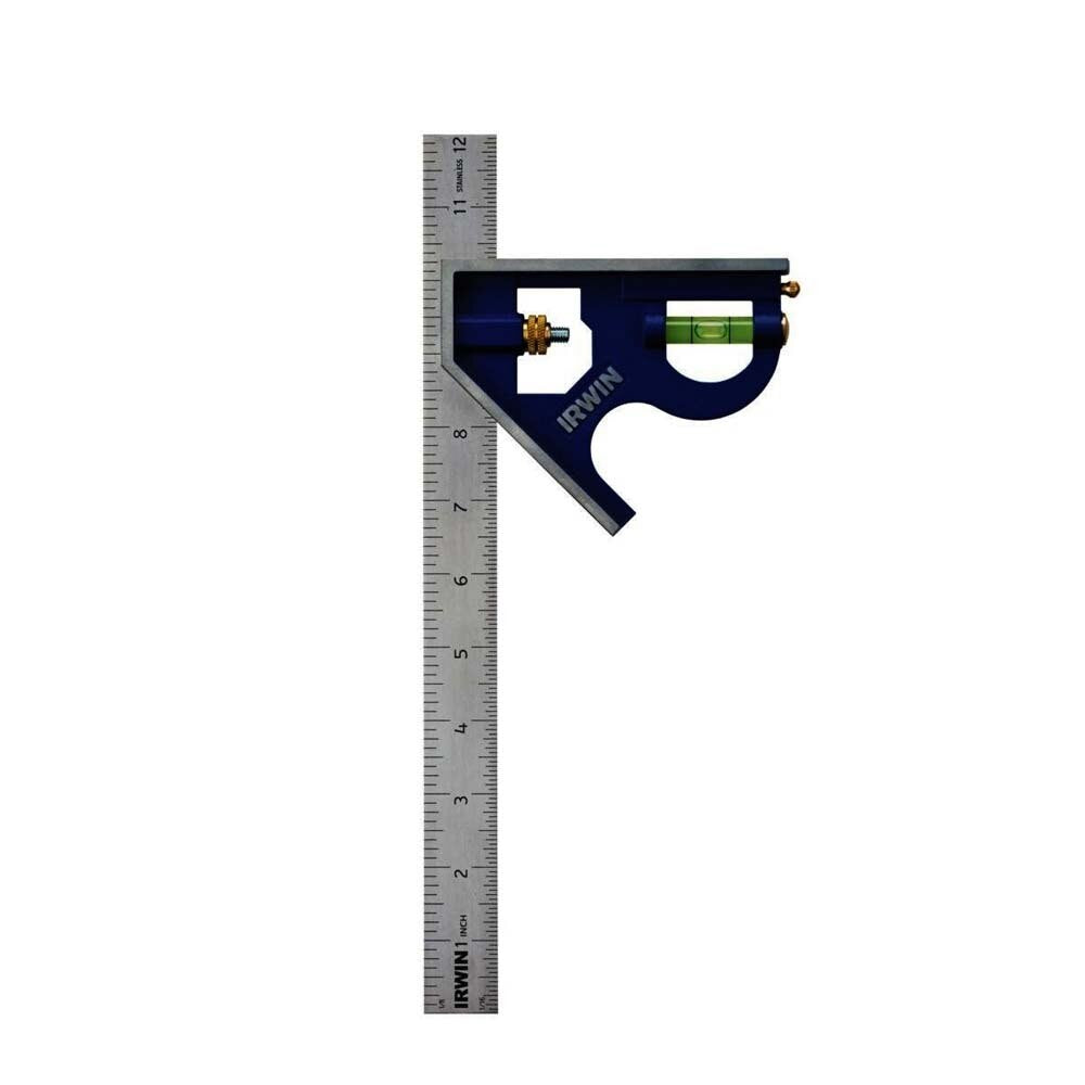 Irwin 1794469 Metal Combination Square, 12" stainless steel blade for 90 and 45 degree marking