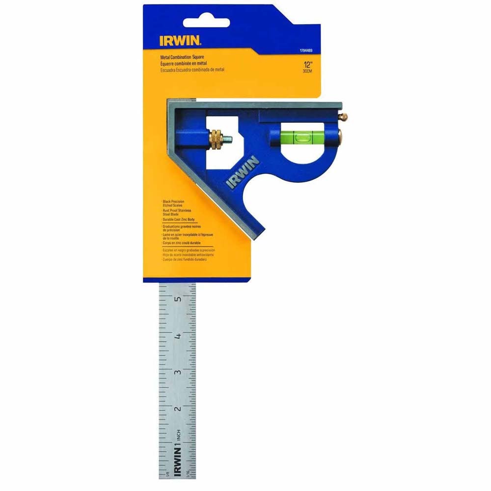 Irwin 1794469 Metal Combination Square, 12" stainless steel blade for 90 and 45 degree marking - 3