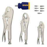 Irwin 2077703 Original Locking Pliers 3-Piece Set with 8-in-1 Stubby Multi-Tool Screwdriver