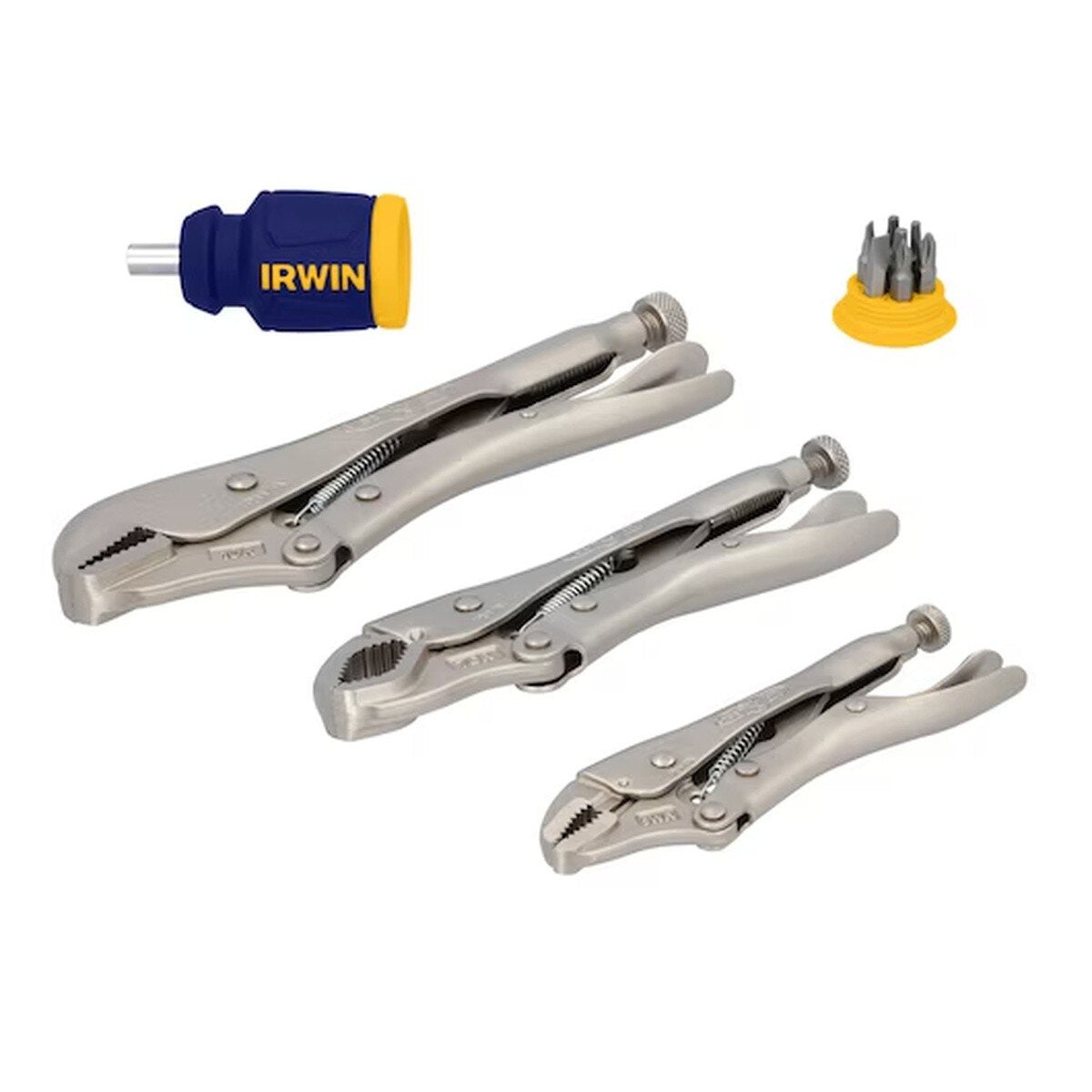 Irwin 2077703 Original Locking Pliers 3-Piece Set with 8-in-1 Stubby Multi-Tool Screwdriver - 2