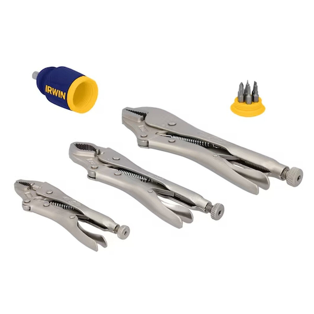 Irwin 2077703 Original Locking Pliers 3-Piece Set with 8-in-1 Stubby Multi-Tool Screwdriver - 3