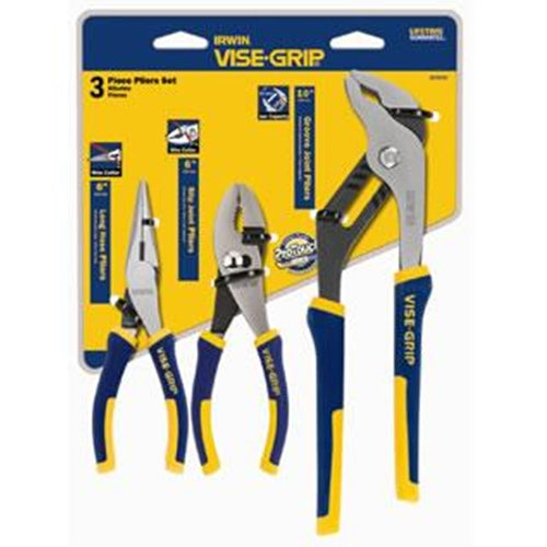 Vise-Grip 2078704 3 Pc. Traditional Pliers Set - 6" Long Nose, 6" Slip Joint & 10"  Groove Joint