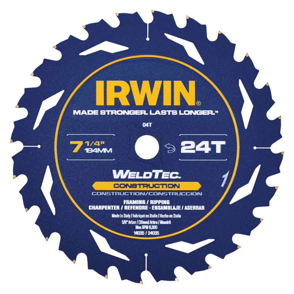 Irwin 14035 7-1/4" 24T Weldtec Construction Saw Blade
