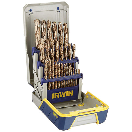 Irwin 3018002 29-Piece Cobalt Alloy Steel M-35 High-Speed Steel Drill Bit Metal Index Set