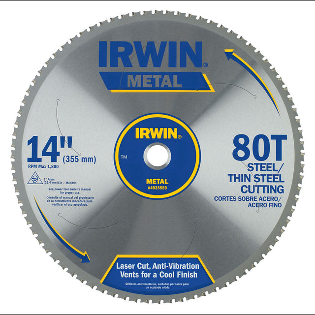 Irwin 4935559 14" X 80T Master Combination, Ferrous Steel, 1" Arbor