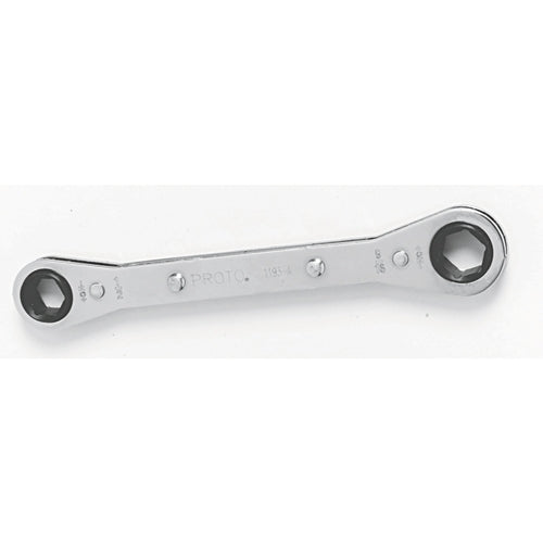 Proto J1193-A Full Polish Finish SAE 1/2", 9/16" Ratcheting Double Box End Wrench, SAE, 6 Point