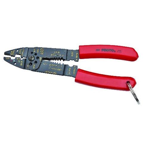 Proto J299-TT Tether-Ready Wire Stripper/Crimper Pliers - 8-1/2"