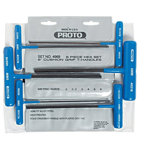 Proto J4969 6 Pc. Metric T-Handle Hex Key Set