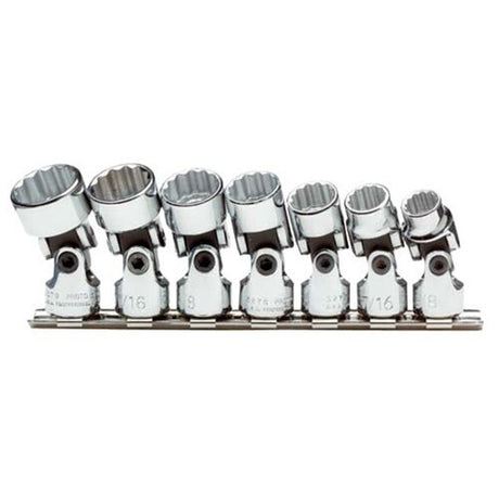 Proto J52102 7-Pieces 3/8" to 3/4" Drive SAE Chrome Socket Set, 12 Point