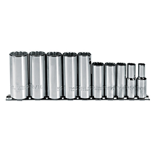 Proto J52107 3/8 Drive 10 Pc. Deep Socket Set - 12 Point