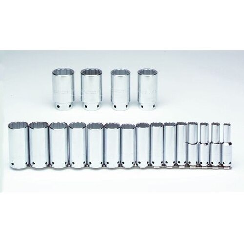 Proto J54105-TT Tether-Ready 1/2" Drive 19 Piece Deep Socket Set - 12 Point