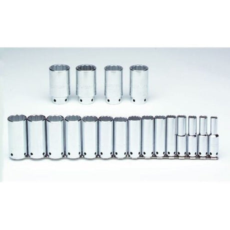 Proto J54105-TT Tether-Ready 1/2" Drive 19 Piece Deep Socket Set - 12 Point