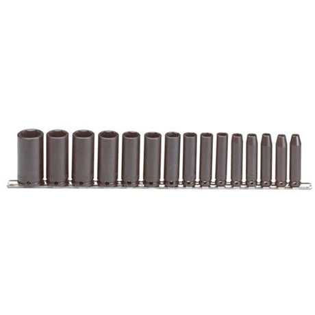 Proto J72116 3/8" DRIVE 15 PIECE DEEP IMPACT SOCKET SET - 6 POINT