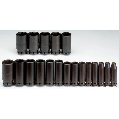 Proto J74116 1/2" DRIVE 19 PIECE DEEP IMPACT SOCKET SET - 6 POINT