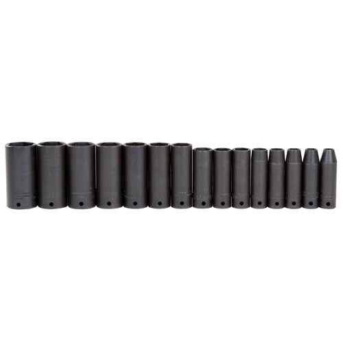 Proto J74117 1/2" DRIVE 15 PIECE DEEP THIN WALL IMPACT SOCKET SET 6 POINT