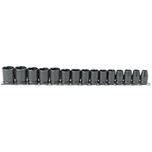 Proto J74204 1/2 Drive 15 Pc. Metric Socket Set - 6 Point