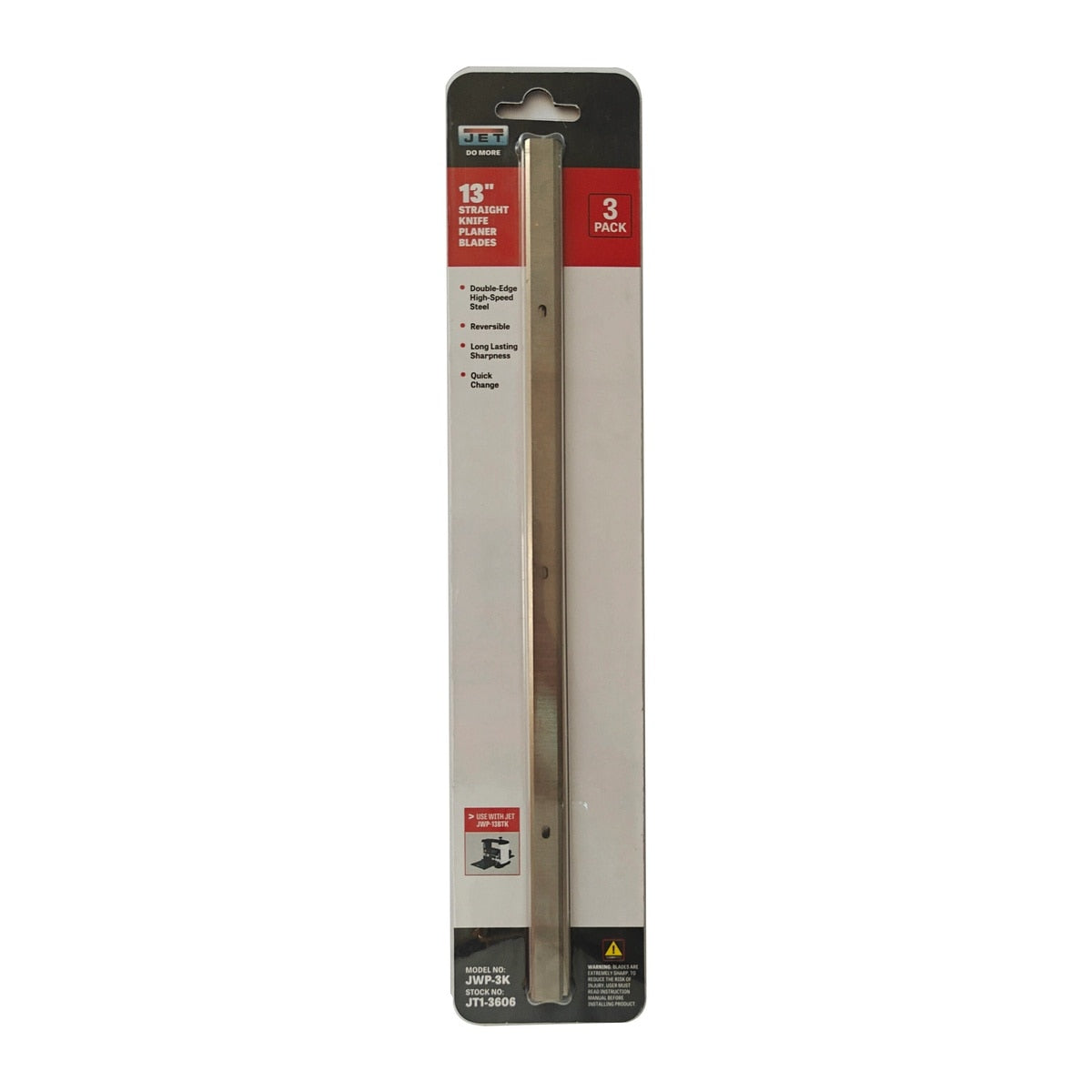 Jet JT1-3606 13" Straight Knife Planer Blades for JWP-13BTK Planer (3 Pack) - 3