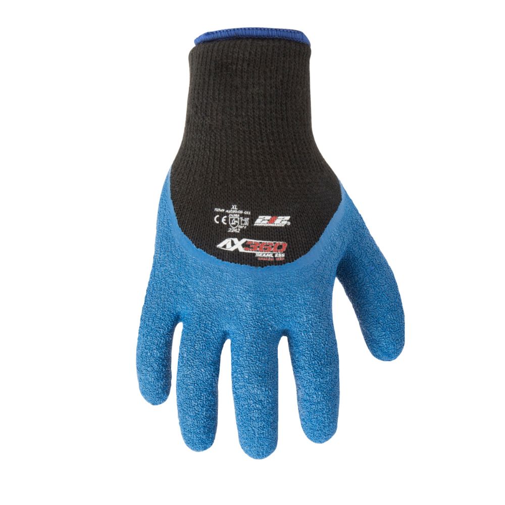 212 Performance AXCRG-05-009PR AX360 Latex-dipped Crinkle Grip Cut Resistant Gloves (EN Level 2 / ANSI A2), Medium Blue;Black - 2