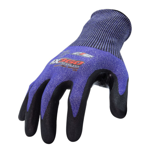 212 Performance AXDGC3-03-008 AX360 Seamless Nitrile-dipped Cut Resistant Dotted Grip Gloves (EN Level 3), Small Purple