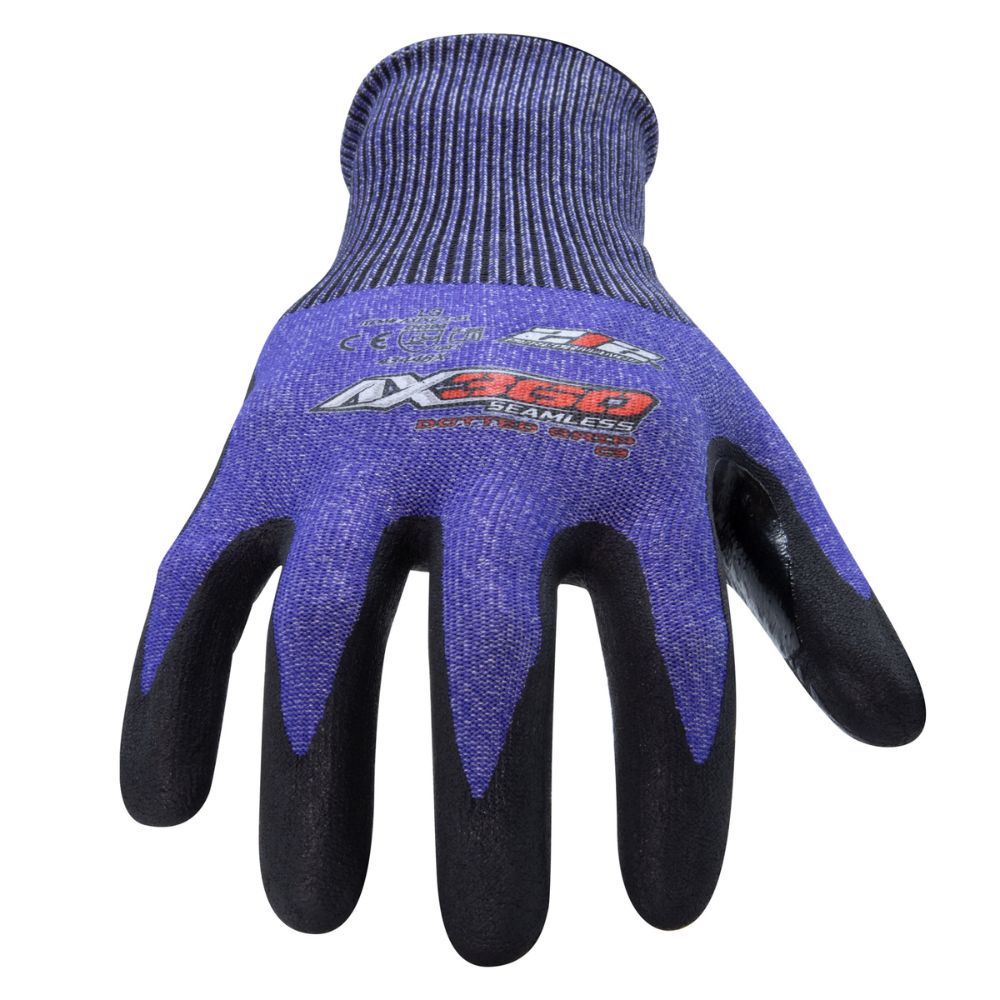 212 Performance AXDGC3-03-008 AX360 Seamless Nitrile-dipped Cut Resistant Dotted Grip Gloves (EN Level 3), Small Purple - 2