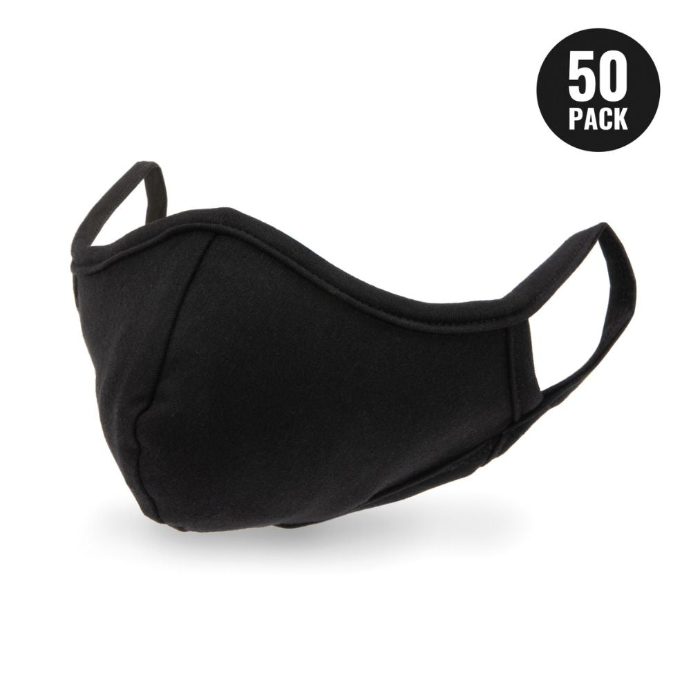 212 Performance CFME05000PK Washable Cotton Fabric Face Mask with Elastic Ear Straps, Bulk 50-Pack Black