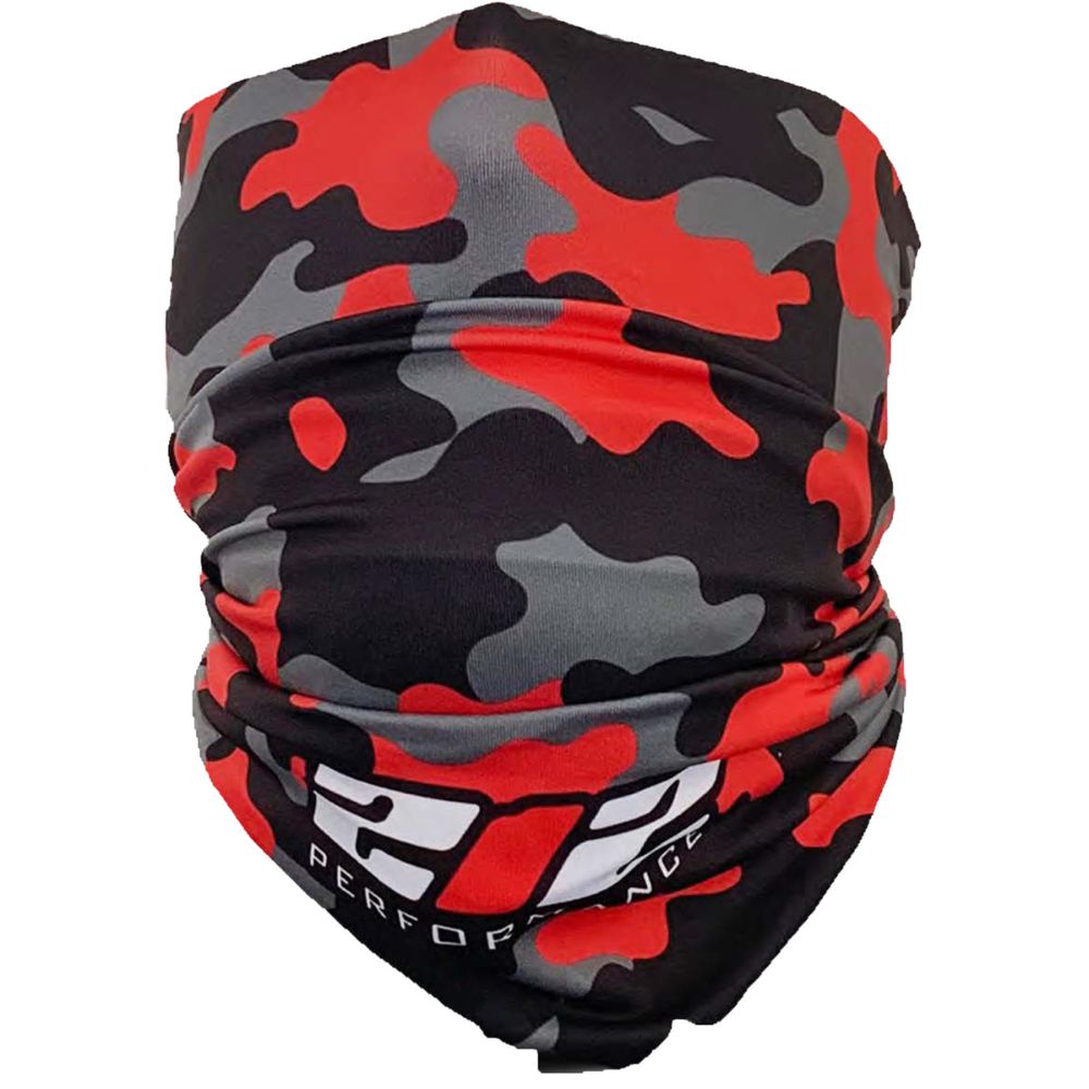 212 Performance FC3-05-000 Protective Neck Gaiter and Particulate Filtering Face Cover in Red / Grey / Black Camo Black