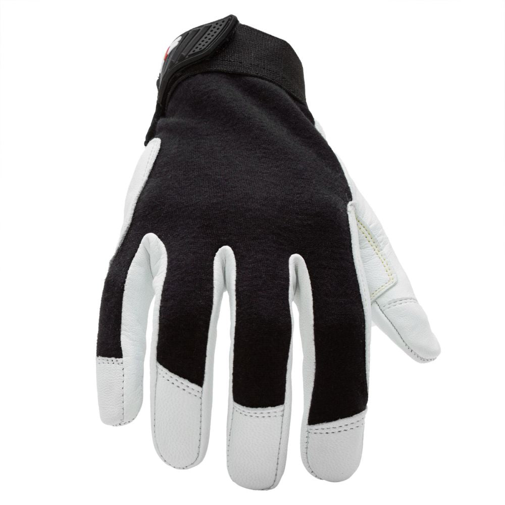 212 Performance FRLPC5-05-008 Fire Resistant Leather Palm Cut 5 Welder and Fabricator Gloves, Small Black;White - 2