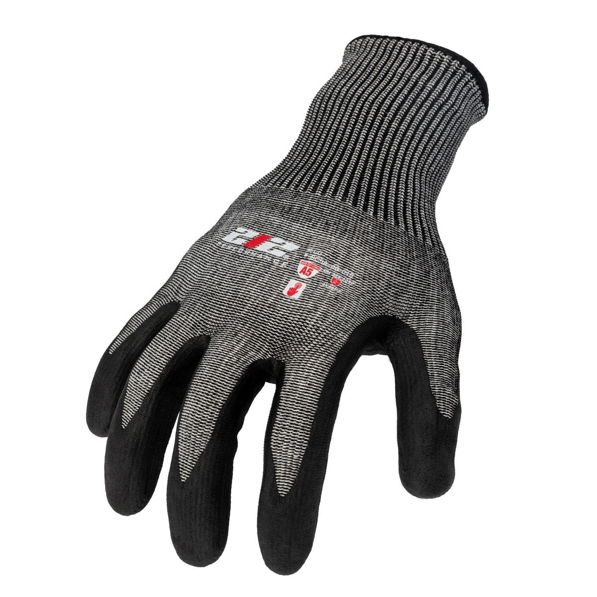 JS Products SC5A-06-008 Nitrile Foam-Dipped ANSI A5 Cut Resistant Touchscreen Work Gloves Small Black Gray