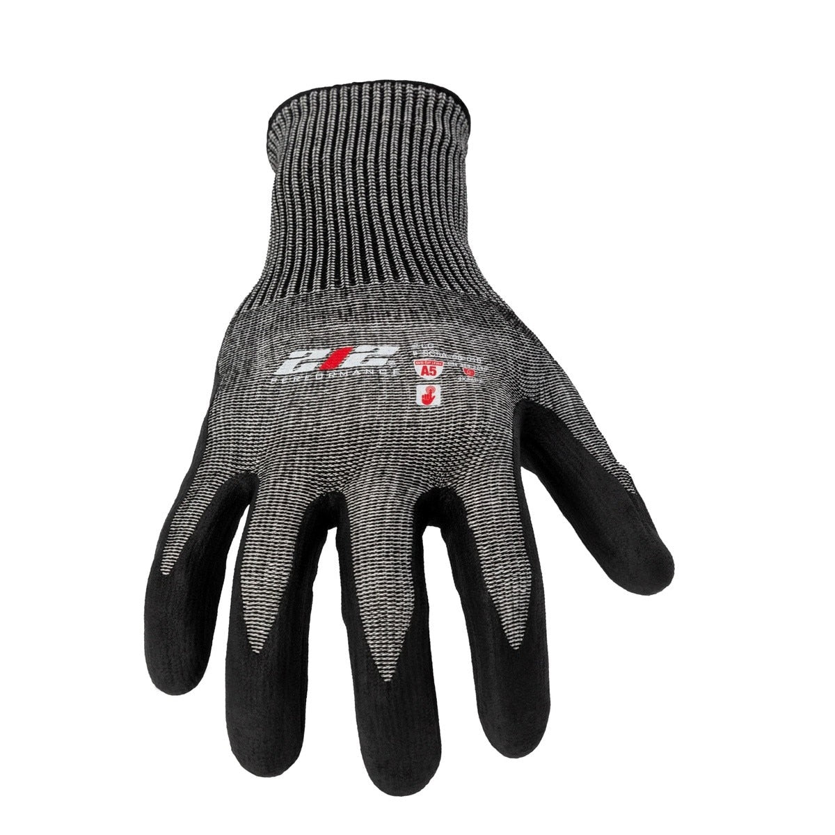 JS Products SC5A-06-010 Nitrile Foam Dipped ANSI A5 Cut Resistant Touchscreen Work Gloves Large Black Gray