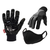 212 Performance TEJG-0613-MK Touchscreen Compatible Silicone Palm Economy Tundra Jogger Gloves with Cotton Face Mask Combo, 3X-Large Black, Gray