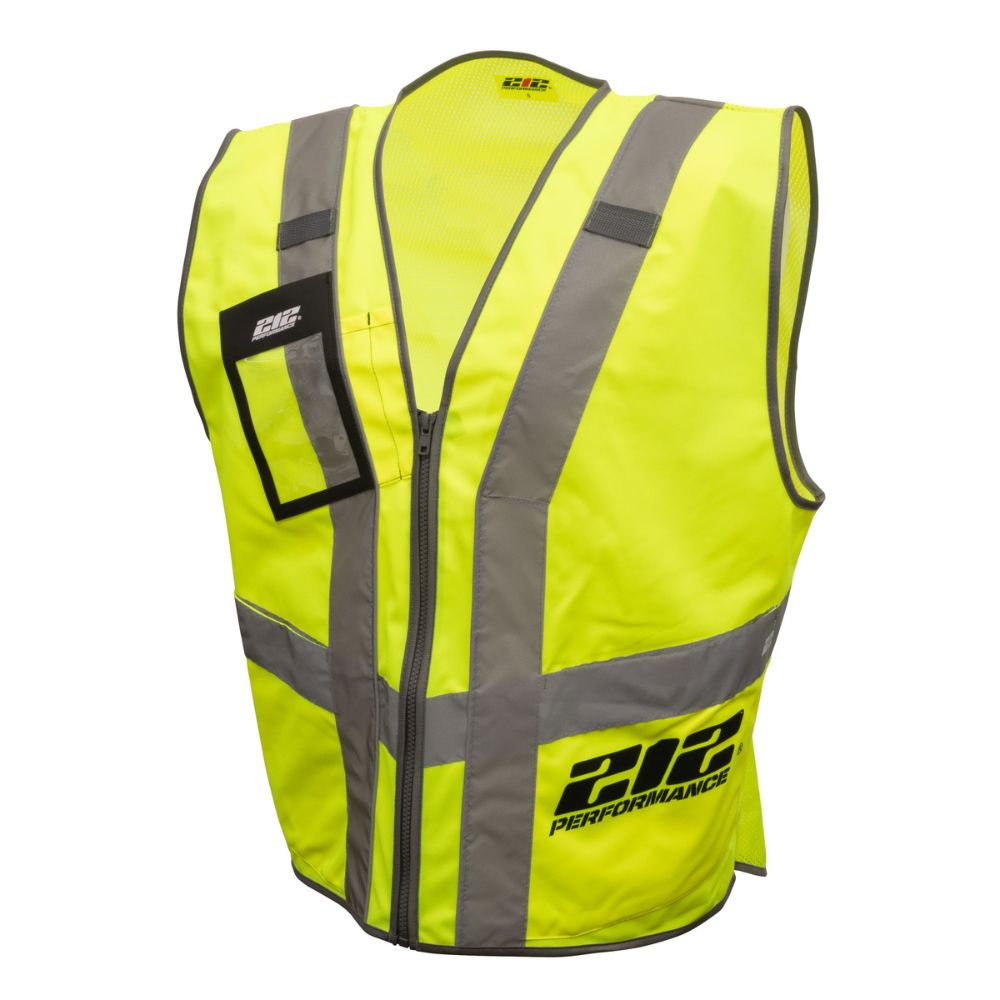 212 Performance VSTPERF-8808 Multi-Purpose Hi-Viz Safety Vest with Windowed Badge Pocket, Small Yellow;Reflective Gray