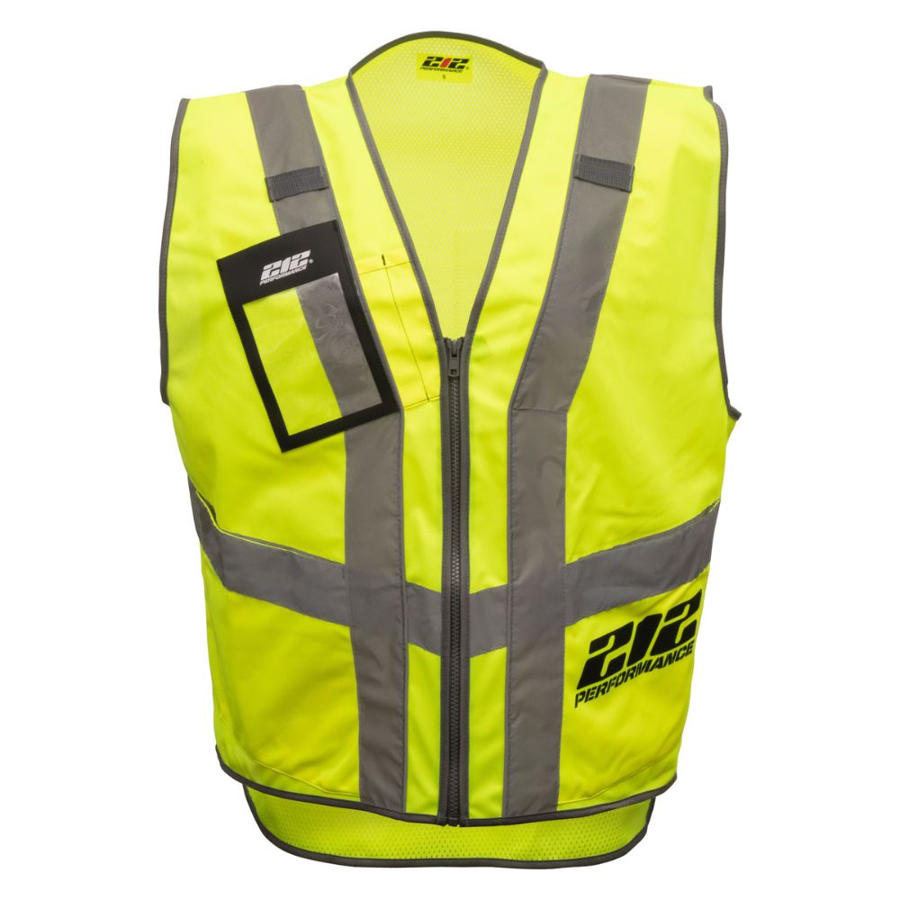 212 Performance VSTPERF-8810 Multi-Purpose Hi-Viz Safety Vest with Windowed Badge Pocket, Large Yellow;Reflective Gray - 2