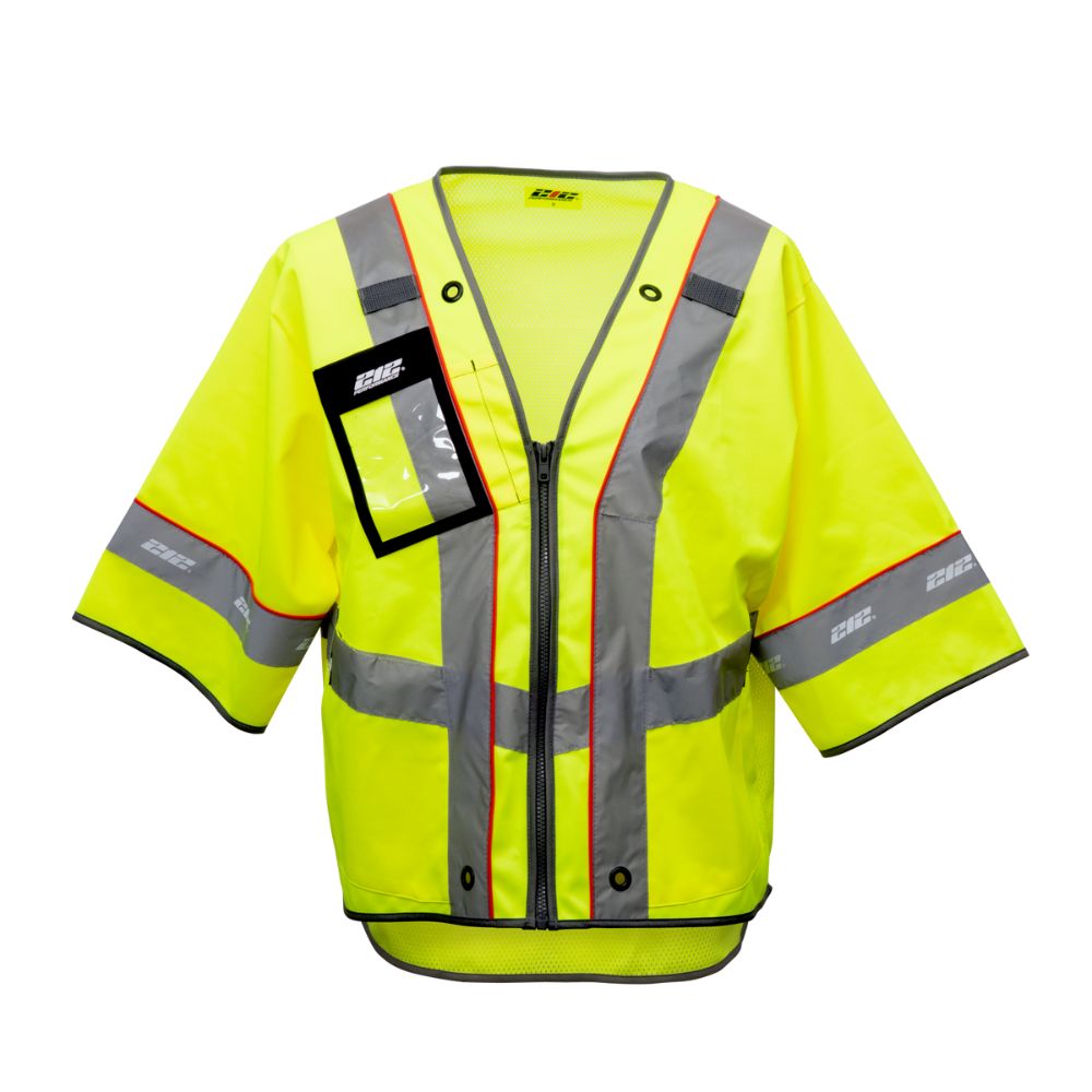 212 Performance VSTPREM-8808 Premium Multi-Purpose Hi-Viz Safety Vest with Windowed Badge Pocket, Small Yellow;Reflective Gray - 2